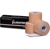 Gladiator Sports Kinesiotape - Kinesiologie Tape - Waterbestendige & Elastische Sporttape - Fysiotape - Medical Tape - 3 Rollen - Beige