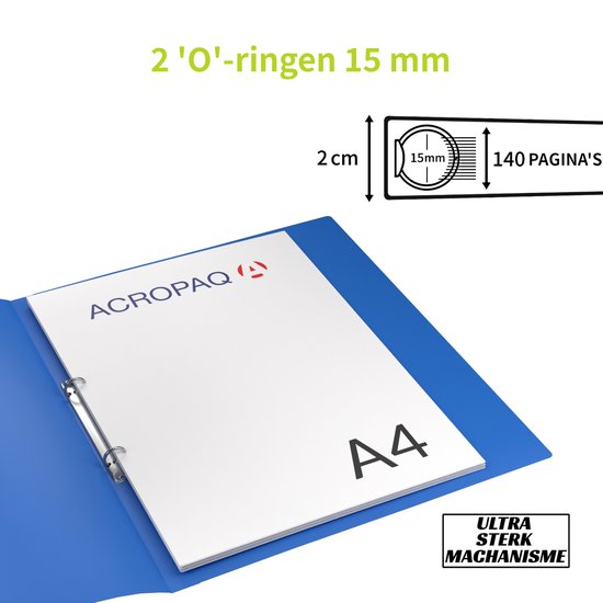 ACROPAQ - 10 x Ringmap A4 - Met 2 ringen, Rugbreedte 2,2 cm, Regenboog, 'Nature' kleurencollectie - Multomap, Ringband, Ordner - ACROPAQ