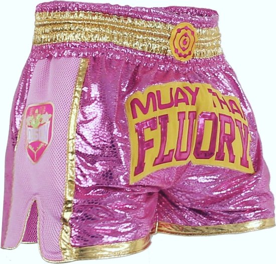 Fluory Muay Thai Kickboxing Shorts Dames Glitter Roze maat S