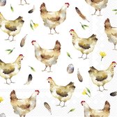 60x Witte 3-laags servetten kippen 33 x 33 cm - Voorjaar/lente thema