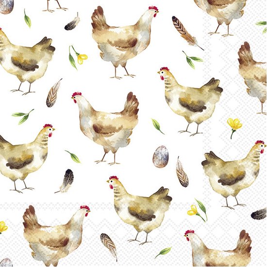 60x Witte 3-laags servetten kippen 33 x 33 cm - Voorjaar/lente thema