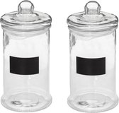 2x stuks snoeppotten/voorraadpotten 1,6L glas met deksel - 1600 ml - Voorraadpotten met luchtdichte sluiting