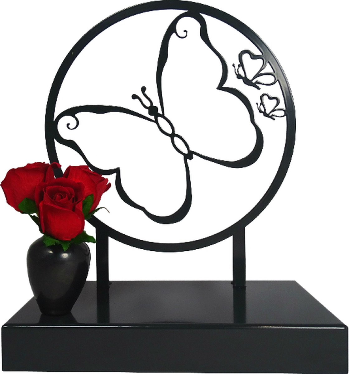 Urn groot - Vlinder - Geheel 2mm gecoat staal - Exclusief design - Inhoud 3Liter