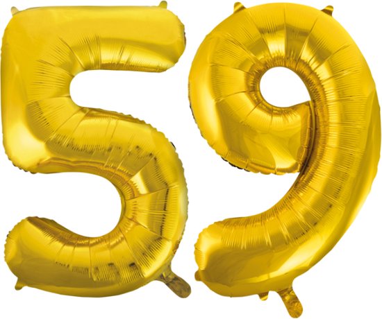 Folieballon 59 jaar Goud 66cm