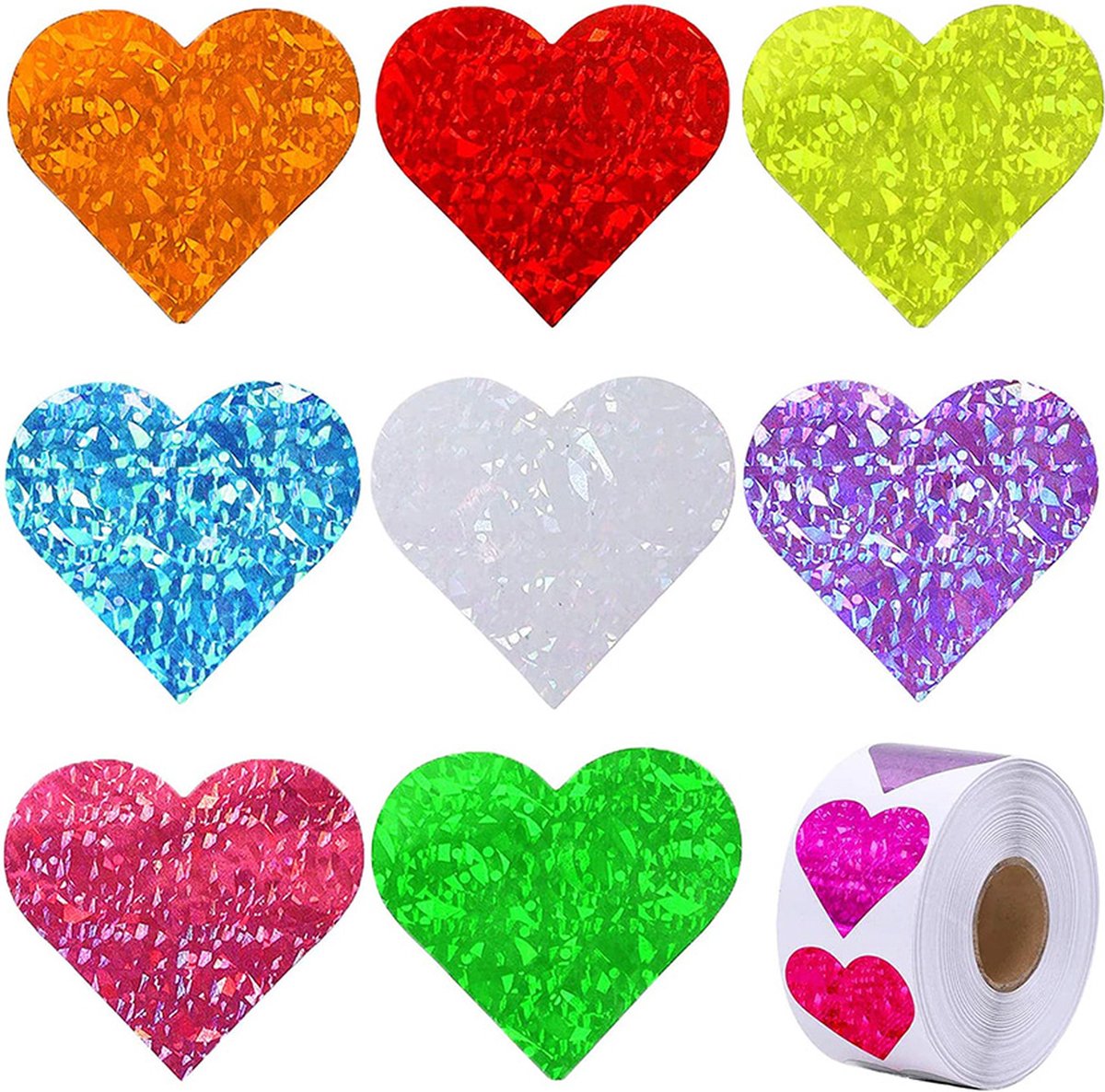 DW4Trading Stickerrol hartjes multicolor - sluitstickers - ø 2,6 cm - 500 stuks