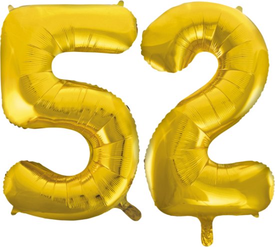 Folieballon 52 jaar Goud 66cm