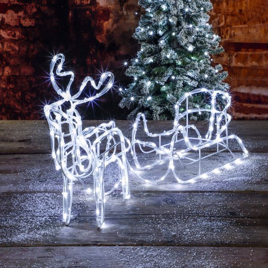BAKAJI Rendier Met Slee Kerstdecoratie 120 Cm - 8 Lichtfuncties LED Voor Tuin