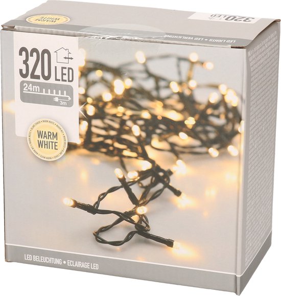 Foto: Kerstverlichting 24 meter warm wit 320 led s voor binnen en buiten