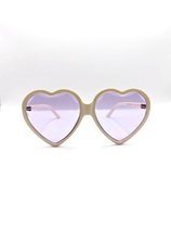 DAEBAK Grote Harten Zonnebril voor Vrouwen met Hartjes [Cream/Roze] Dames Festival Sunglasses