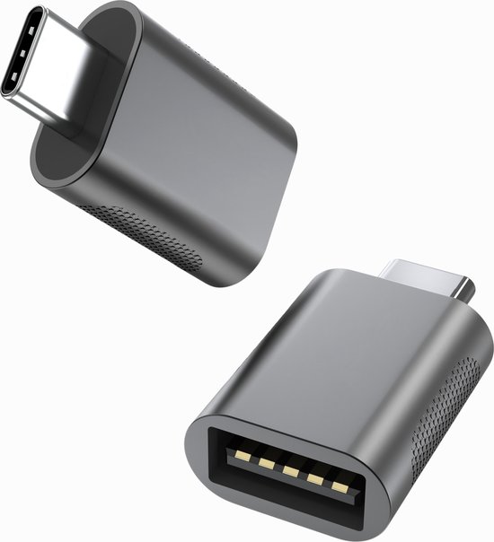 Nexibo 2x USB C naar USB A Adapter - USB 3.1 - 10Gbps - Space Grey | bol.com