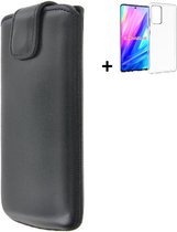 MoDo hoesje Geschikt voor Samsung Galaxy A52/ A52s/ A52s 5G - Leer Etui met Siliconen Back Cover – Zwart met transparant