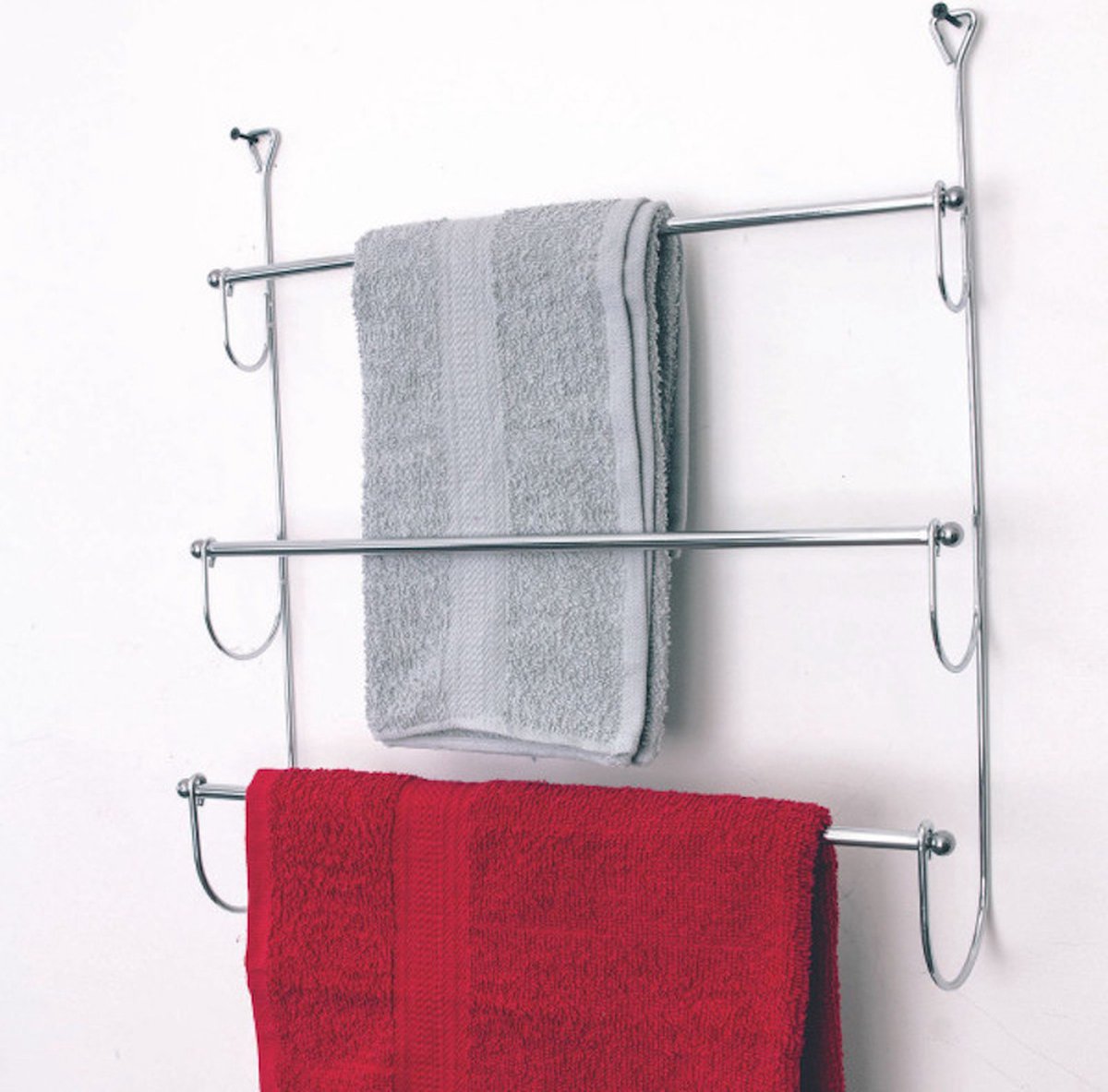 Eleganca Handdoekrek – handdoekrek badkamer – hangend handdoekrek – metalen handdoekhouder – 48.5x10x54cm - Zilver - Metaal