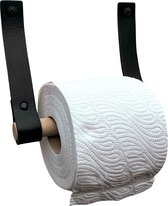 Porte-rouleau en cuir - Noir - Porte-rouleau en 100% cuir pleine fleur - Porte-rouleau de papier toilette suspendu