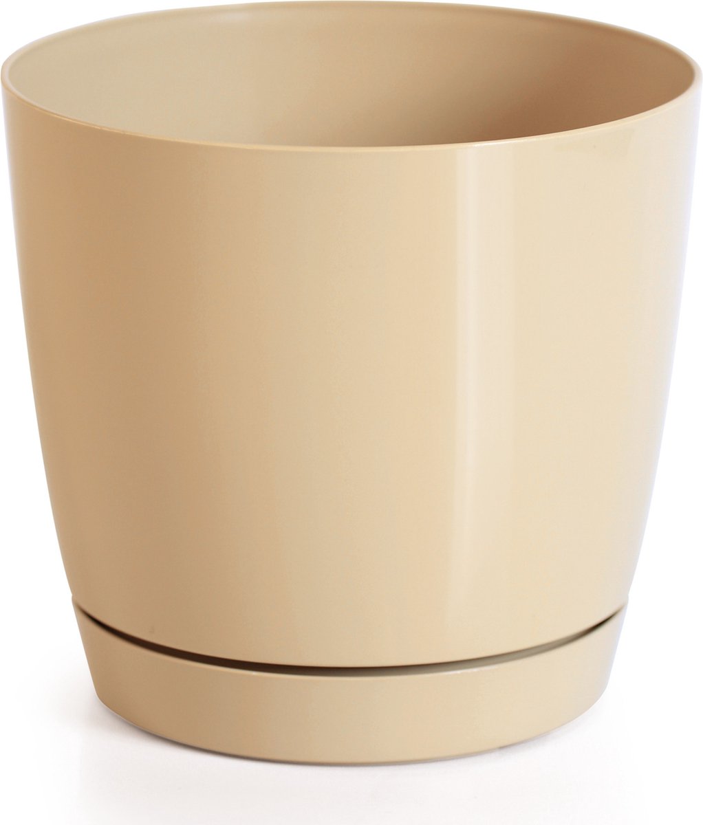 Plantenpot/bloempot kunststof rond glanzend mat goud dia 13.5 x hoogte 12.5 cm voor binnen/buiten