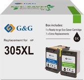 G&G 305XL pour cartouche d'encre HP 305 305XL - Compatible Ecosaver / Zwart - 2 packs par ensemble
