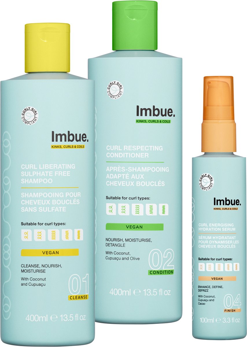 Imbue Curl Liberating - Krullen Shampoo Conditioner en Serum - Reinigt Verzorgt en Geeft Glans - Vegan - Cruelty Free