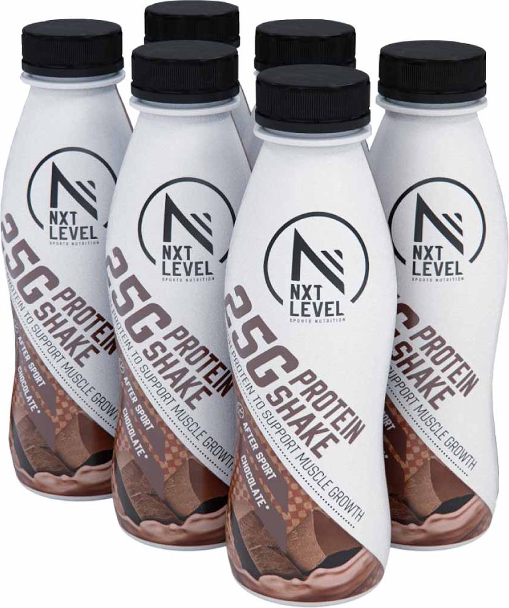 NXT Level Eiwitrijke Shake - 25g eiwitten per flesje - 6 x 330 ml - Chocolade