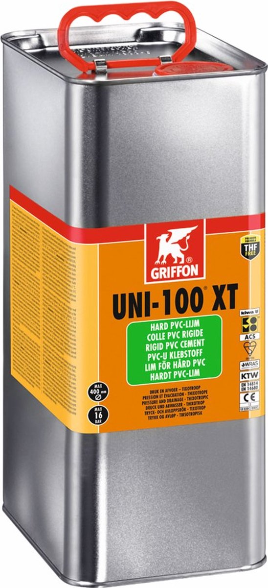 Griffon PVC-lijm 5 L KIWA type Uni-100 XT THF 0149109