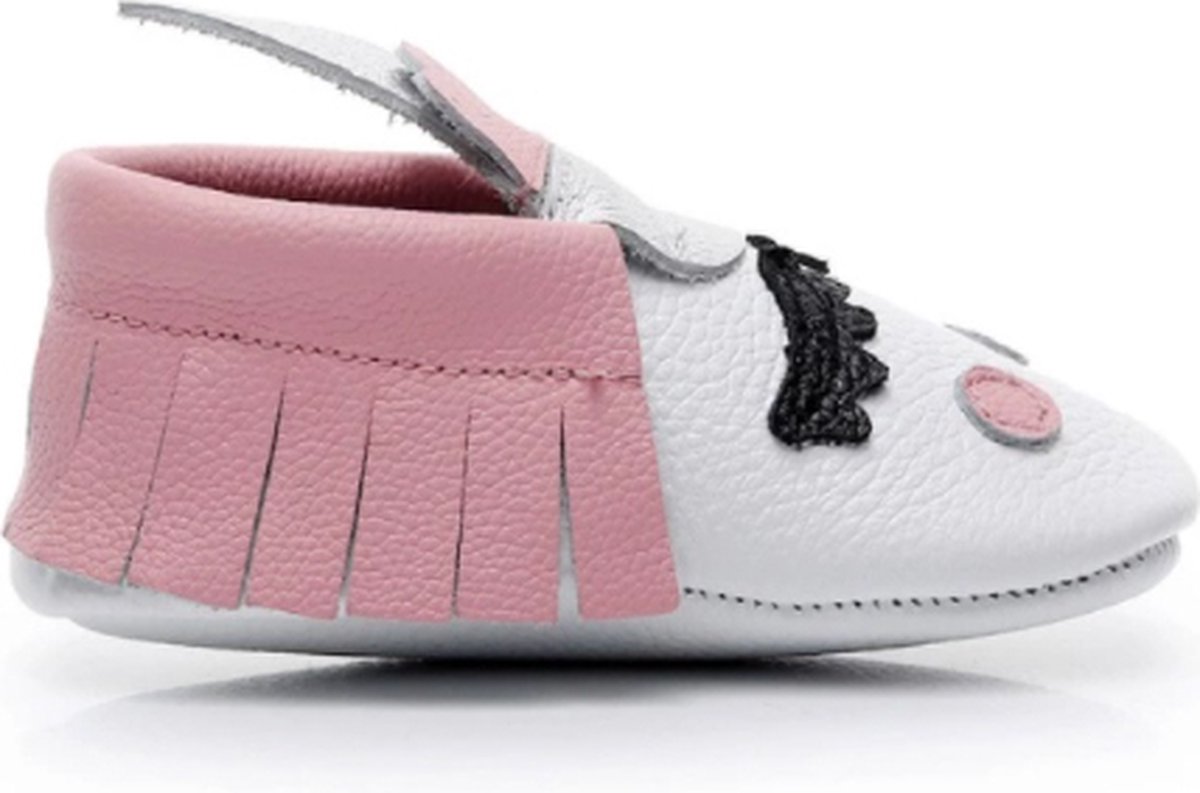 Baby Mocassins - Eenhoorn - 18 / 24 maanden - Maat 22 / 23 - Roze - Wit - Zilver Zwart - Kraamkado - Babyshower- Kraamcadeau