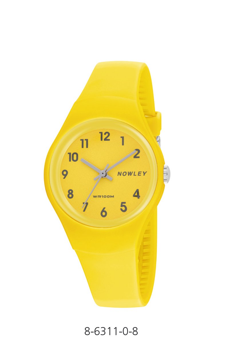 Nowley 8-6311-0-8 analoog horloge 34 mm 100 meter geel