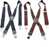 bretels heren - Bretels - bretels heren volwassenen - bretellen voor mannen - 4 clips - bretels heren met brede clip 2 Stuks - 1 x Zwart, 1 x Bruin