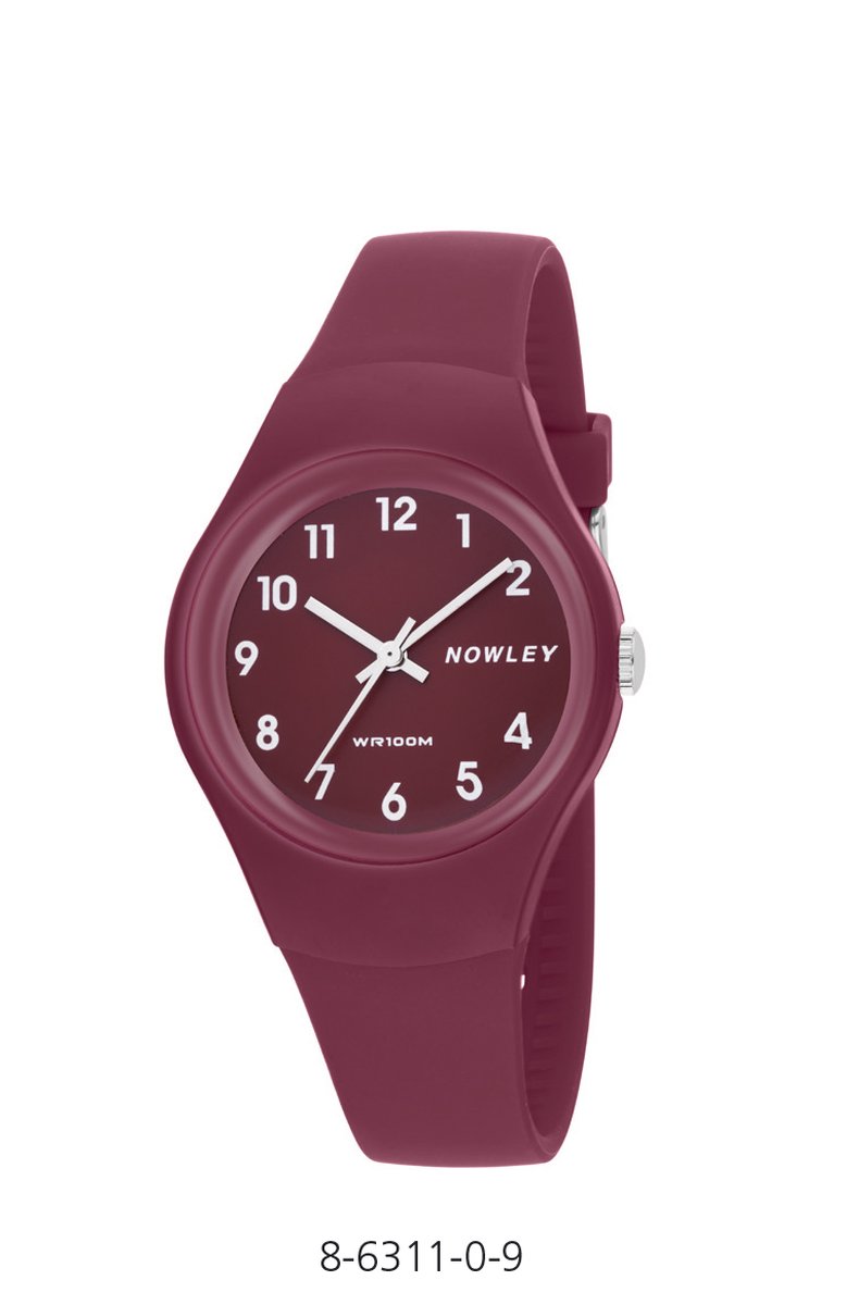 Nowley 8-6311-0-9 analoog horloge 34 mm 100 meter rood