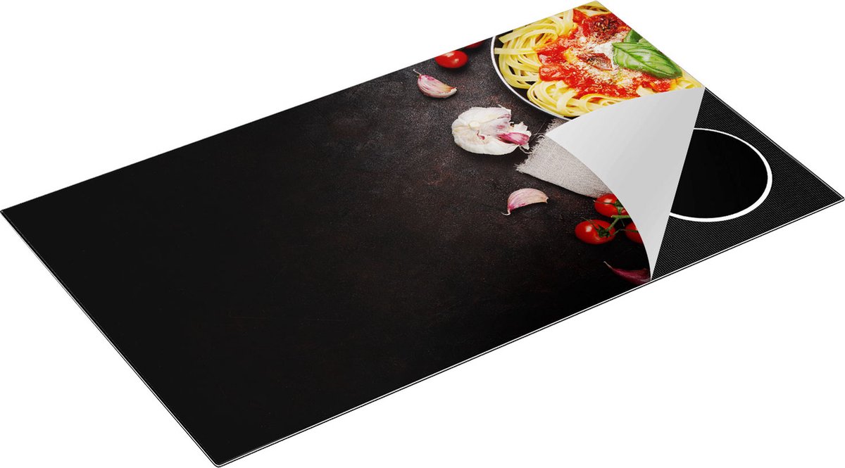 Chefcare Inductie Beschermer Spaghetti met Groentes en Wijn - 90x52 cm - Afdekplaat Inductie - Kookplaat Beschermer - Inductie Mat
