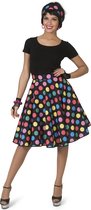 Funny Fashion - Rock & Roll Kostuum - Hotty Dotty Gekleurde Stippen Jaren 50 Rock And Roll Rok - Vrouw - Multicolor - One Size - Carnavalskleding - Verkleedkleding
