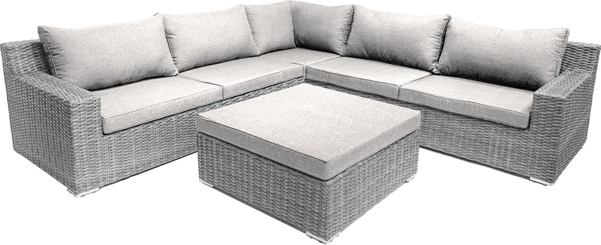 Mondial Living® Loungeset Colorado Blended Grey inclusief hocker - Tuinset met hocker in grijs.
