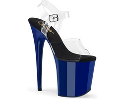 Pleaser - FLAMINGO808 Sandaal met enkelband, Paaldans schoenen - US 12 - 42 Shoes - Transparant/Blauw