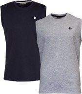 2-Pack Donnay T-shirt zonder mouw - Sportshirt - Heren - Navy/Grey marl - maat XXL
