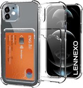 Lennexo Hoesje Met Pashouder Geschikt Voor iPhone 11 - Transparant Siliconen Hoesje - Shockproof Case