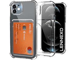 Lennexo Hoesje Met Pashouder Geschikt Voor iPhone 11 - Transparant Siliconen Hoesje - Shockproof Case