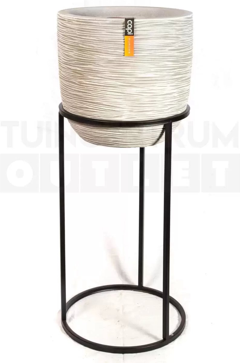 Planttafel cachet 43 zwart + Pot bol Rib NL 43 ivoor