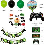 TDR- Décorations d'anniversaire de jeux vidéo Pixel - Ballons/ Guirlandes et drapeaux/ Set de décorations de fête d'anniversaire à thème - 58 pièces