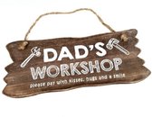 Tekstbord 12x30cm dad's workshop - Naturel papa