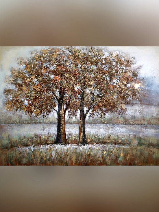 Toile peinture 2 arbres 90 cm x 120 cm - peinture - toile - décoration murale - mur - déco - art - décoration murale - cadre - peinture murale - déco - intérieur - maison - maison - cadeau - cadeau - anniversaire - nouvel an - noël