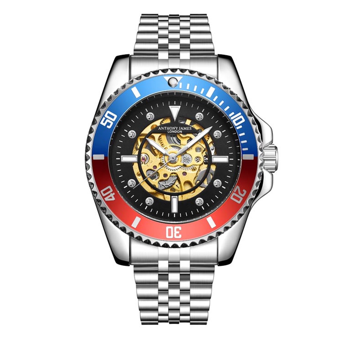 Anthony James Limited Edition Skeleton Sports Automatisch Staal - Herenhorloge