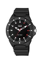 Q&Q-V30A-004VY- heren horloge- zwarte rubber band- witte wijzerplaat-waterresistant-10 bar-zwemmen