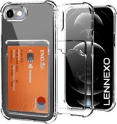 Coque iPhone SE Lennexo avec porte-cartes | Étui en Siliconen transparent | Boîtier antichoc | Coque antichoc adaptée pour iPhone SE 2022/2020/8/7
