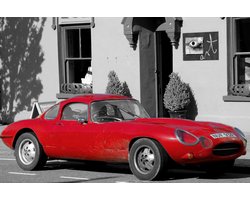 Poster / Papier - Auto - Oldtimer in Rood / zwart / wit - 60 x 90 cm