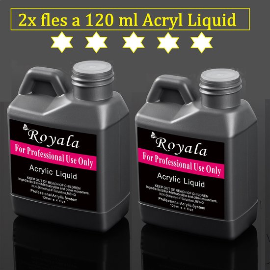 Royala 2x 120 ml Acryl vloeistof liquid monomer nagellak - 240ml - Acryl nagels - Acryl starterset - Monomeer