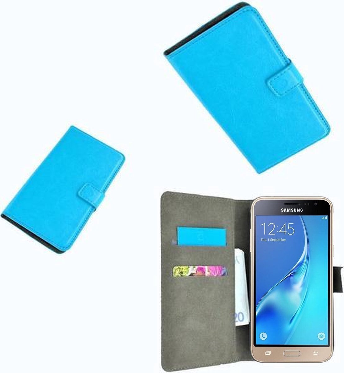 Geschikt voor Samsung Galaxy J3 2016 Wallet Bookcase hoesje turquoise