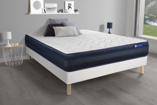 Complete boxspring met matras tweepersoons- Actisom Actimemo tech wit - Traagschuim - 120 x 195 cm