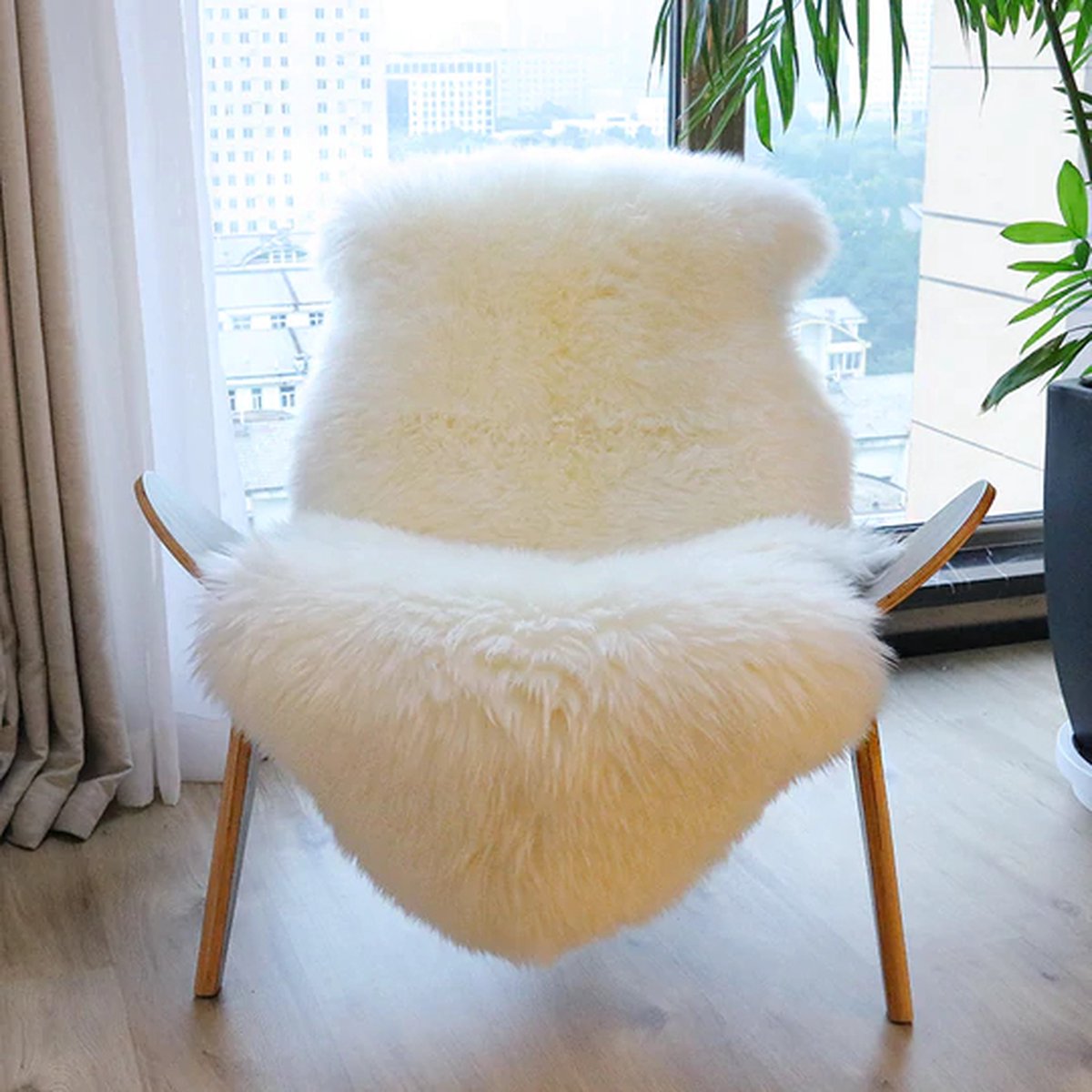 Tapis En Peau De Mouton Véritable Colorée - Grand Modèle Extra Épais Naturel 95 X 60 Cm, Doux Et Luxueux