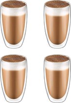 Krumble Latte Macchiato glas - Dubbelwandige glazen - Set van 4 - 400 ml - Koffieglazen - Theeglazen - Latte kopjes - Vaatwasser bestendig - 8,8 x 8,8 x 14,5 cm
