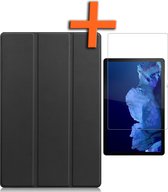 Hoes Geschikt voor Lenovo Tab P11 Plus Hoes Tri-fold Tablet Hoesje Case Met Screenprotector - Hoesje Geschikt voor Lenovo Tab P11 Plus Hoesje Hardcover Bookcase - Zwart