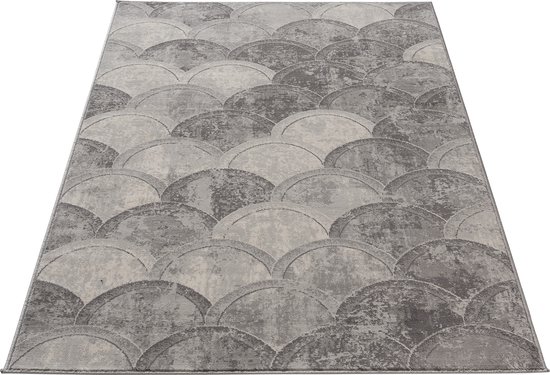 SEHRAZAT Vloerkleed- modern laagpolig vloerkleed, tapijtenloods geodriehoek patroon, grijs 120x170 cm