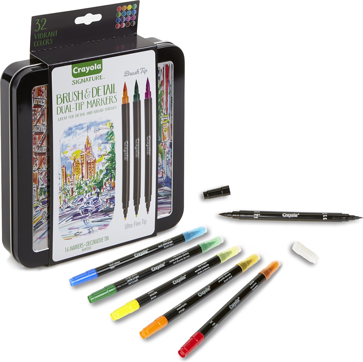 Crayola Signature Set 16 Viltstiften Dubbele Punt (fijn/penseel)