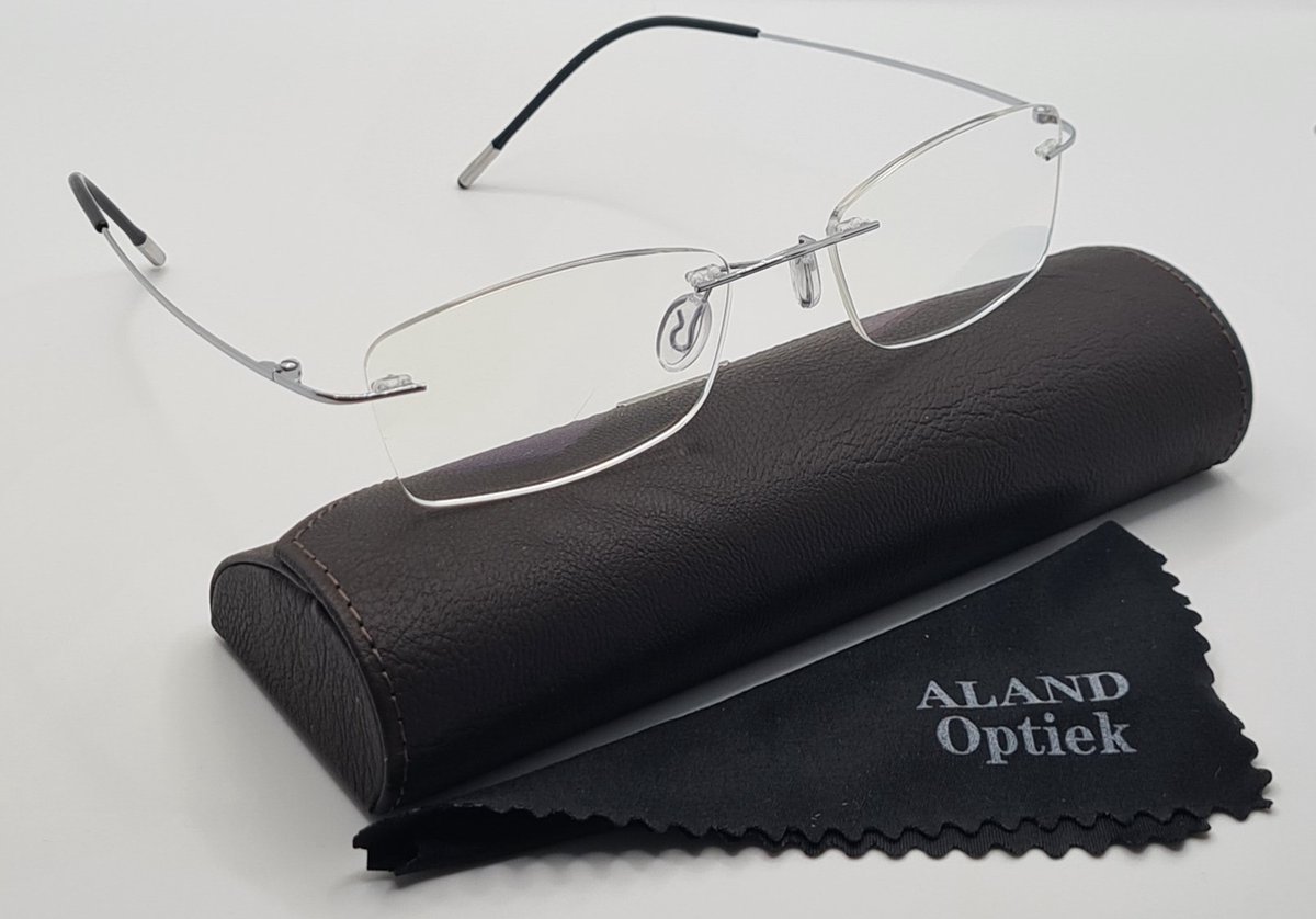 Montuurloze titanium unisex leesbril +2,0 zilver kleur / Lichtgewicht  Lezers Brillen/... | bol.com